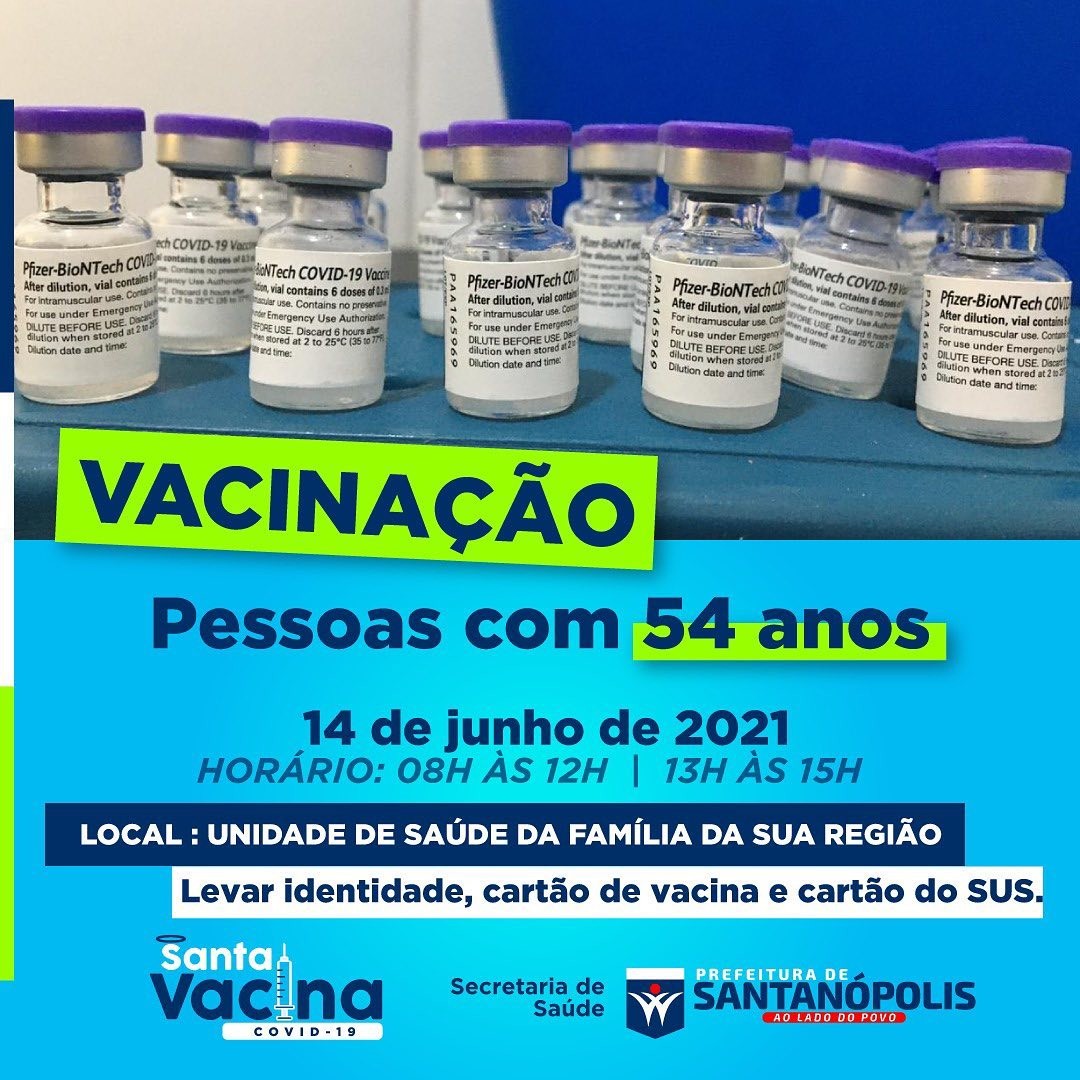 Vacinação coronavírus para pessoas com 54 anos
