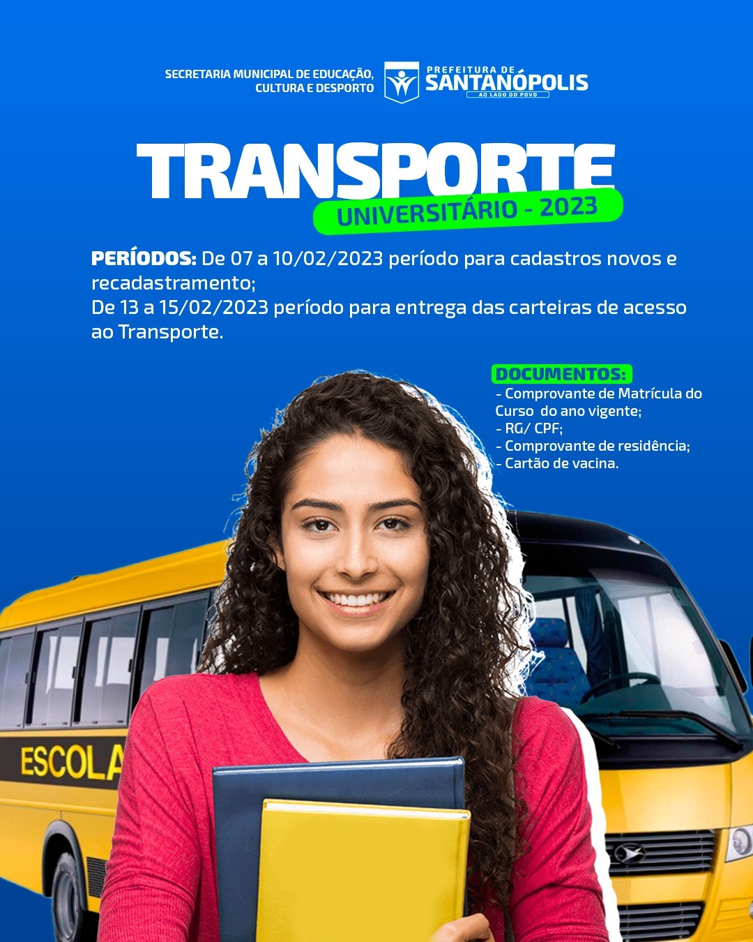 Cadastros e Renovações do Transporte Universitário 2023